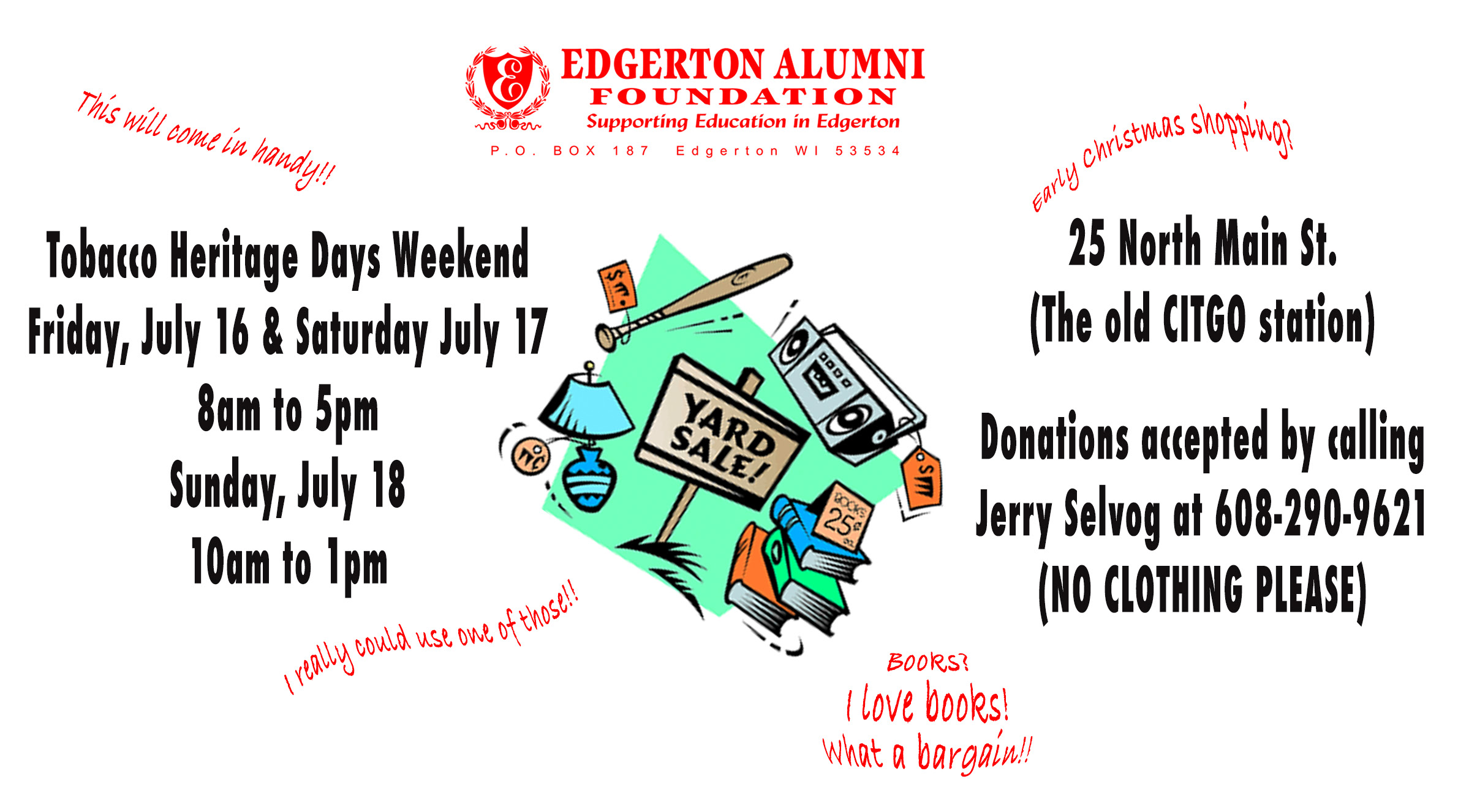 Edgerton Alumni Foundation Yard Sale